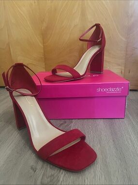 Shoe Dazzle Velvet Red Heels